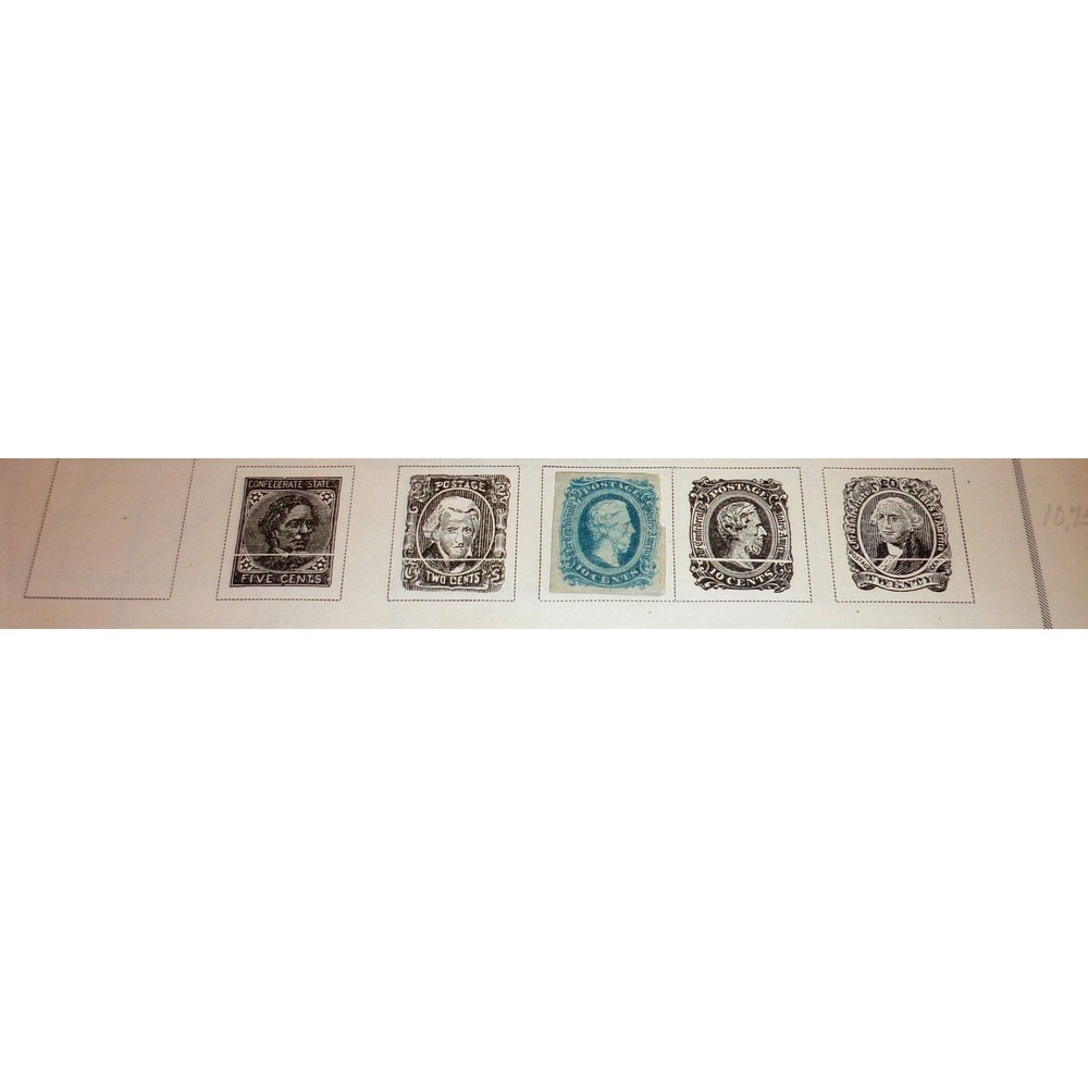 Confederate States 1863 10c Blue Jefferson Davis Stamp Civil War Philately